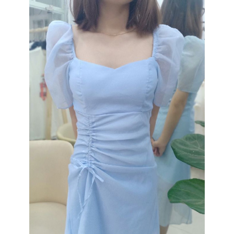 Đầm dự tiệc tay bồng rút hông 3 màu siêu xinh