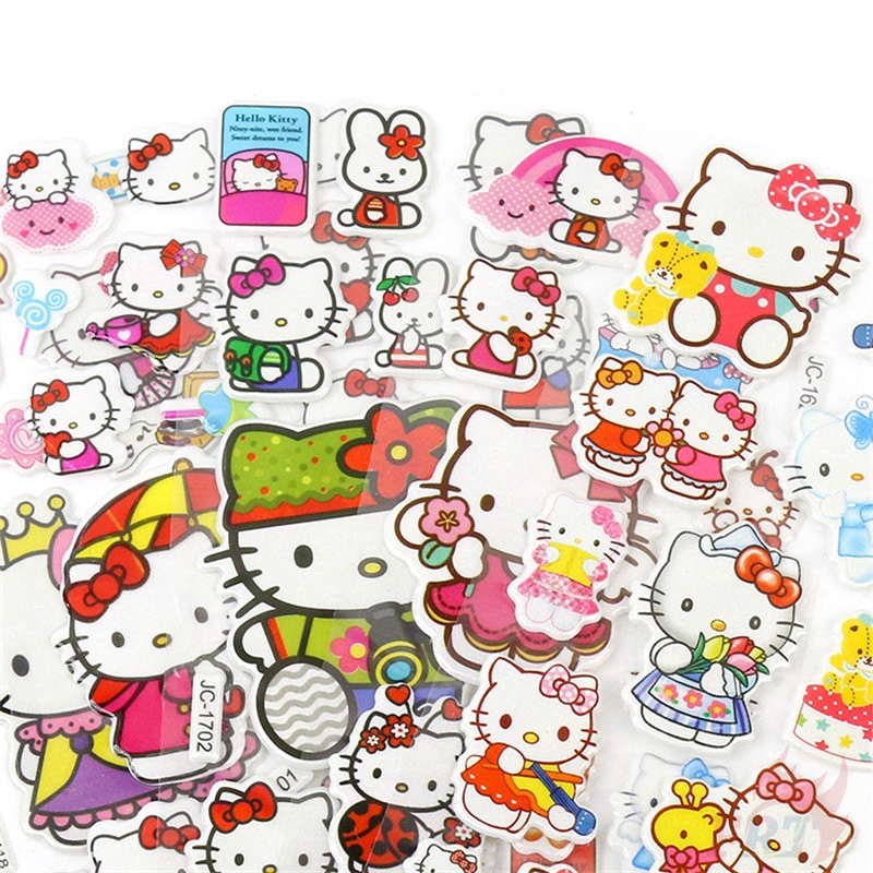Bộ 1 / 5 tấm nhãn dán trang trí hình Hello Kitty 3D