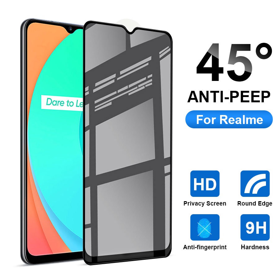 Kính Cường Lực Chống Nhìn Trộm Full Màn Realme 5 6 7 8 9 Pro 5i 6i 7i 8i 9i C3 C11 C12 C15 C17 C20 C21 C31 C35 C21Y C25 C25S C25Y Narzo 20 30A 50 50A 50i