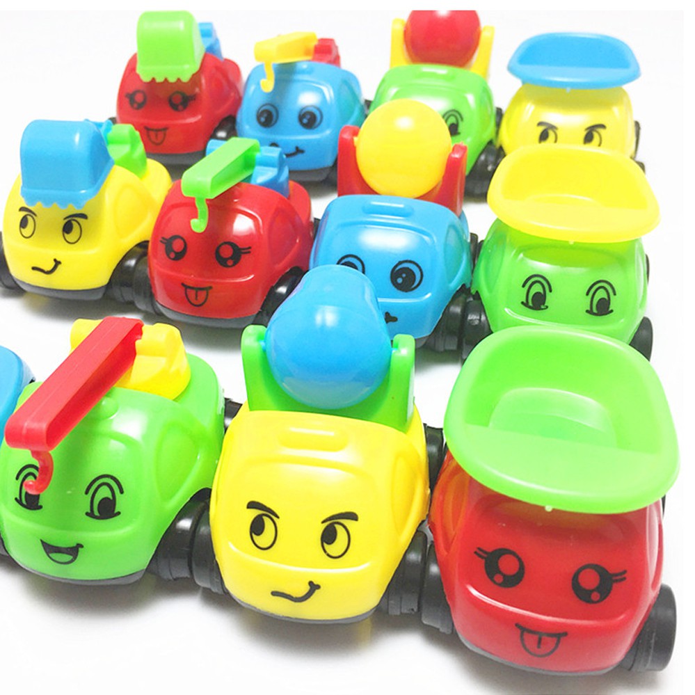 Set 8 đồ chơi xe công trình New4all Cars 5.5 cm dễ thương (Xe ben, xe bồn, xe cẩu, xe máy xúc) cho bé nhập vai vui chơi