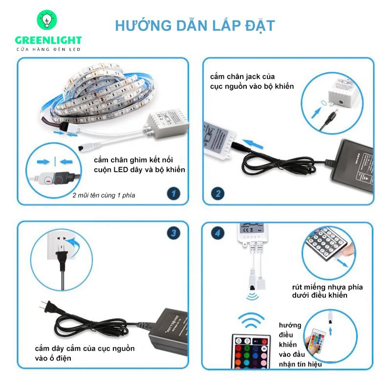 Bộ Dây đèn LED Tiktok 12V 5050 đổi màu RGB, có Cảm biến nhạc, Điều khiển bằng App ĐT qua Bluetooth, kèm nguồn 12V