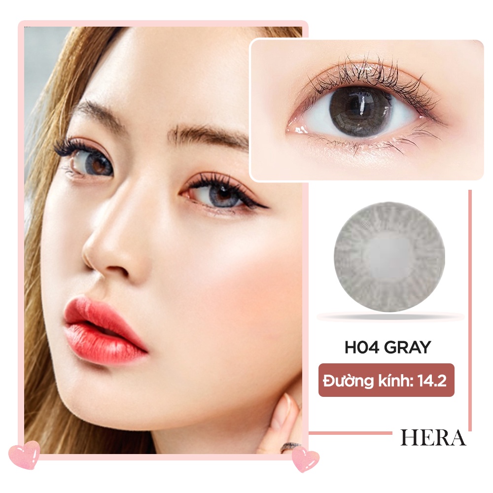 Kính áp tròng Hera Lens 1 ngày màu xám khói không viền H04 GRAY không độ dùng 1 lần (1 cặp)