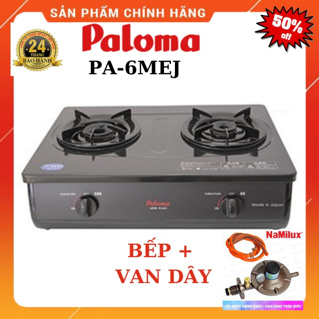 Bếp Gas Đôi Paloma PA-6MEJ + Bộ van dây- Bảo Hành 24 Tháng- Chính Hãng