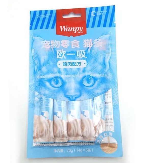 Wanpy Treats- snack thưởng dạng sup cho mèo Wanpy ( gói 5 thanh)