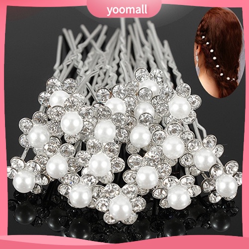 Set 20 trâm cài tóc đính ngọc trai và kim cương nhân tạo dùng tạo kiểu tóc cô dâu