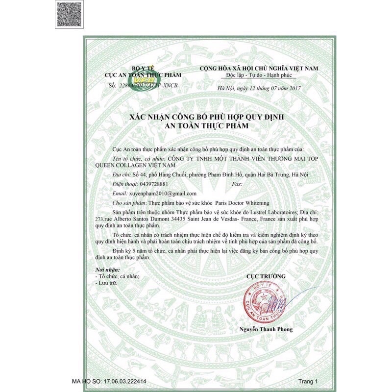 Viên uống trắng da, chống lão hóa và mờ thâm nám PARIS DOCTOR WHITENING