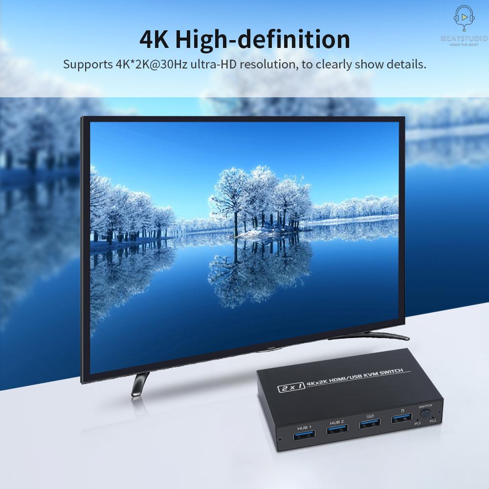 Bộ Chuyển Đổi Bs Aimos Am-Kvm 201cl 2 Trong 1 Hdmi / Usb Kvm Hỗ Trợ Hd 2kx4k 2