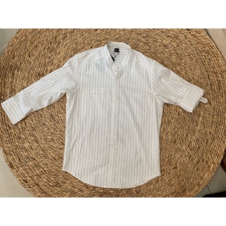 Áo Đũi Cổ Tàu Tay Lửng - Kẻ Sọc