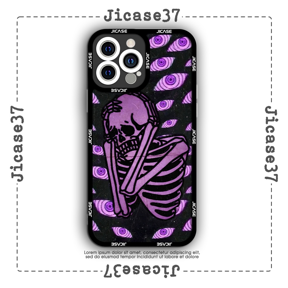 Ốp lưng iphone cạnh vuông Jicase Skull mắt tím rinnegan 6plus/6s/6splus/7/7plus/8/8plus/x/xs/11/12/pro/max/plus/promax