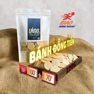 Bánh đồng tiền sữa dừa bánh quy giòn 220G Làng Ăn Vặt loại 1 đồ ăn vặt Đà Lạt thơm ngon bổ rẻ