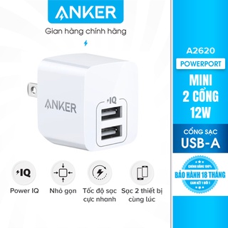 Sạc ANKER PowerPort Mini 2 cổng 12W - A2620