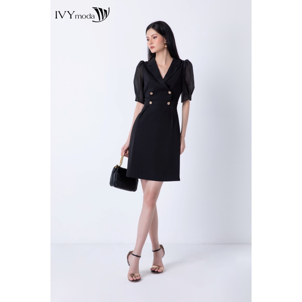 Đầm xòe nữ cổ 2 ve IVY moda MS 48T0041