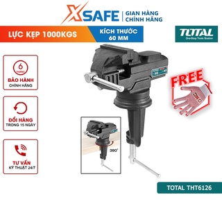 Ê tô kẹp total tht6126 kích thước bàn xoay 60mm, lực kẹp tối đa 1000kgs giữ chặt chi tiết - chính hãng