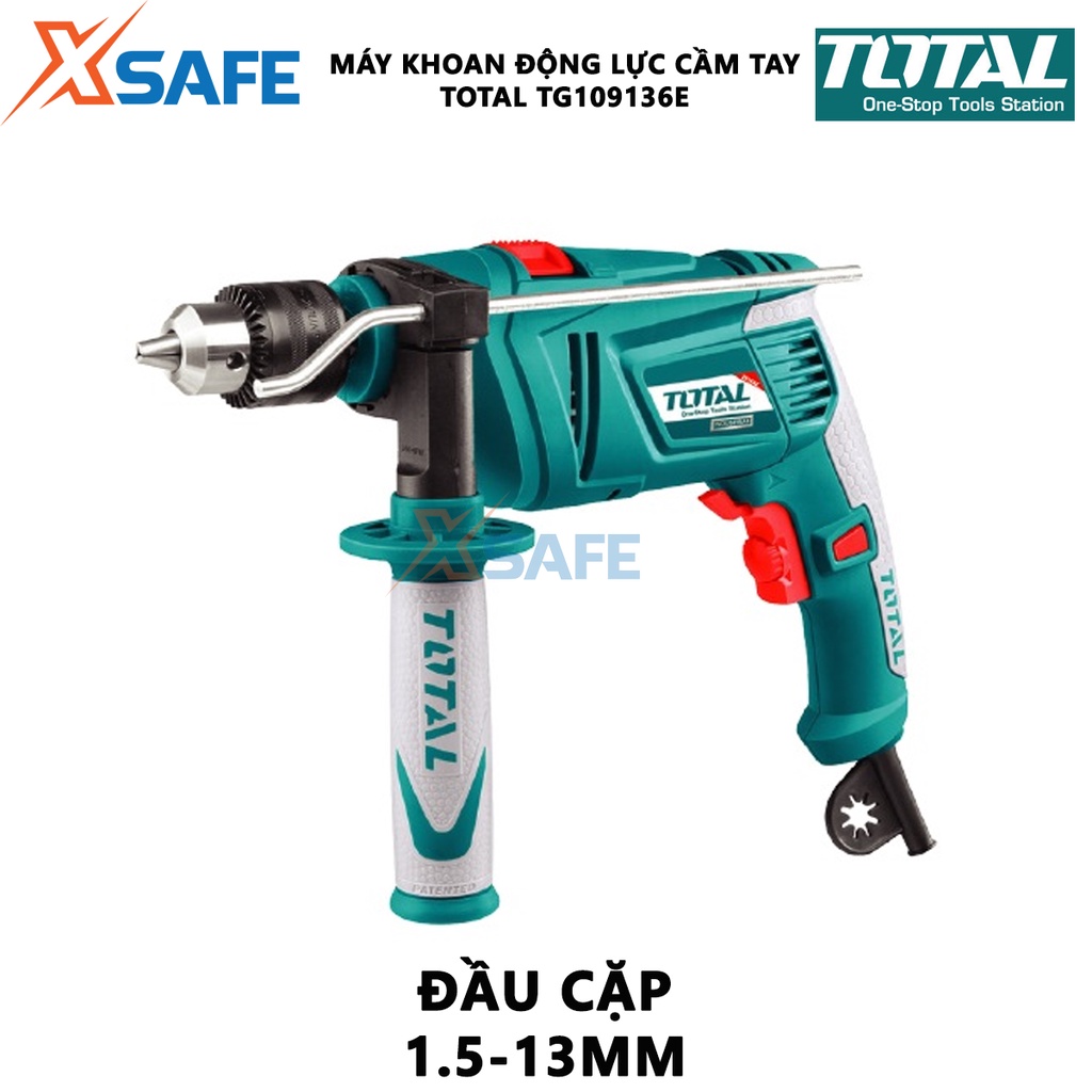 Máy khoan búa Total TG109136E | Máy khoan động lực cầm tay Nguồn vào: 850W dùng để khoan lỗ sâu trên bê tông