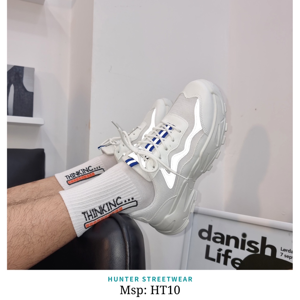 Giày Nam 5cm - Trắng - Phản Quang HT10 - Full size 39-44《HÌNH TẠI SHOP》