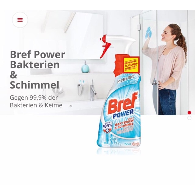 Chai xịt tẩy nấm mốc Bref Power diệt 99,9% vi khuẩn 750ml
