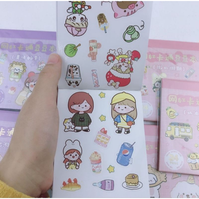 Cuốn sổ sticker lớn 24 trang rất dễ thương cỡ 10 cm, có clip, mã MQ-867