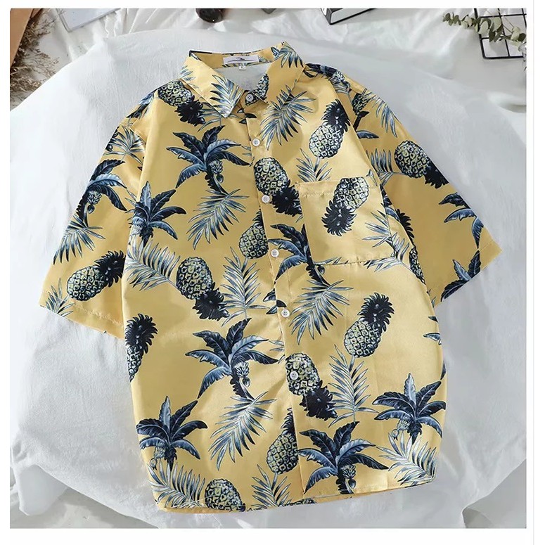 Áo sơ mi nam họa tiết quả dứa, thích hợp mùa hè đi biển, hàng nhập Quảng Châu | BigBuy360 - bigbuy360.vn