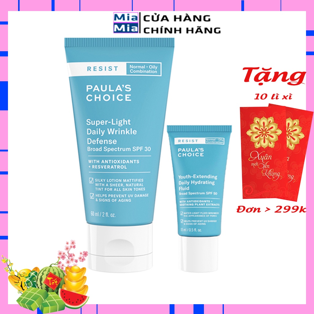 Kem Chống Nắng Paula's Choice Resist Super-light Wrinkle Defense SPF 30 Bảo Vệ Da Chống Lão Hóa Cấp Ẩm Dưỡng Sáng Da