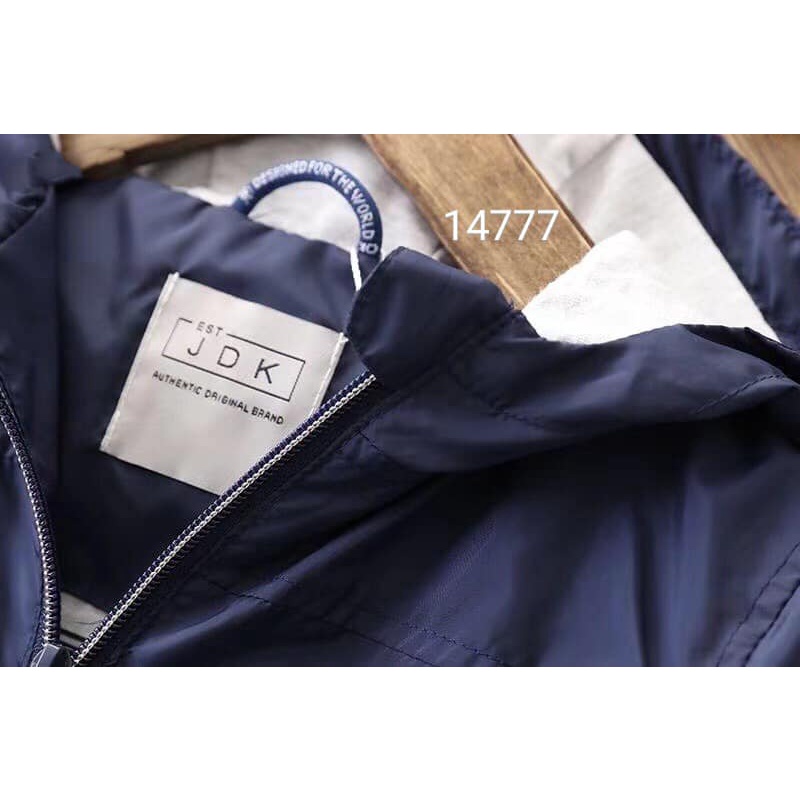 Aó khoác gió bé trai  kéo khóa có mũ JDK