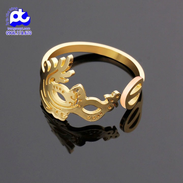 Nhẫn titan nữ freesize mặt nạ cách điệu cao cấp thép không gỉ titanium