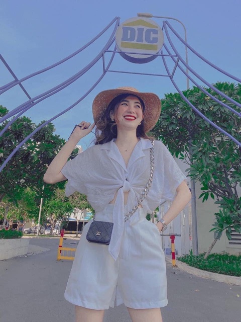Sét vest đũi trắng buộc nơ