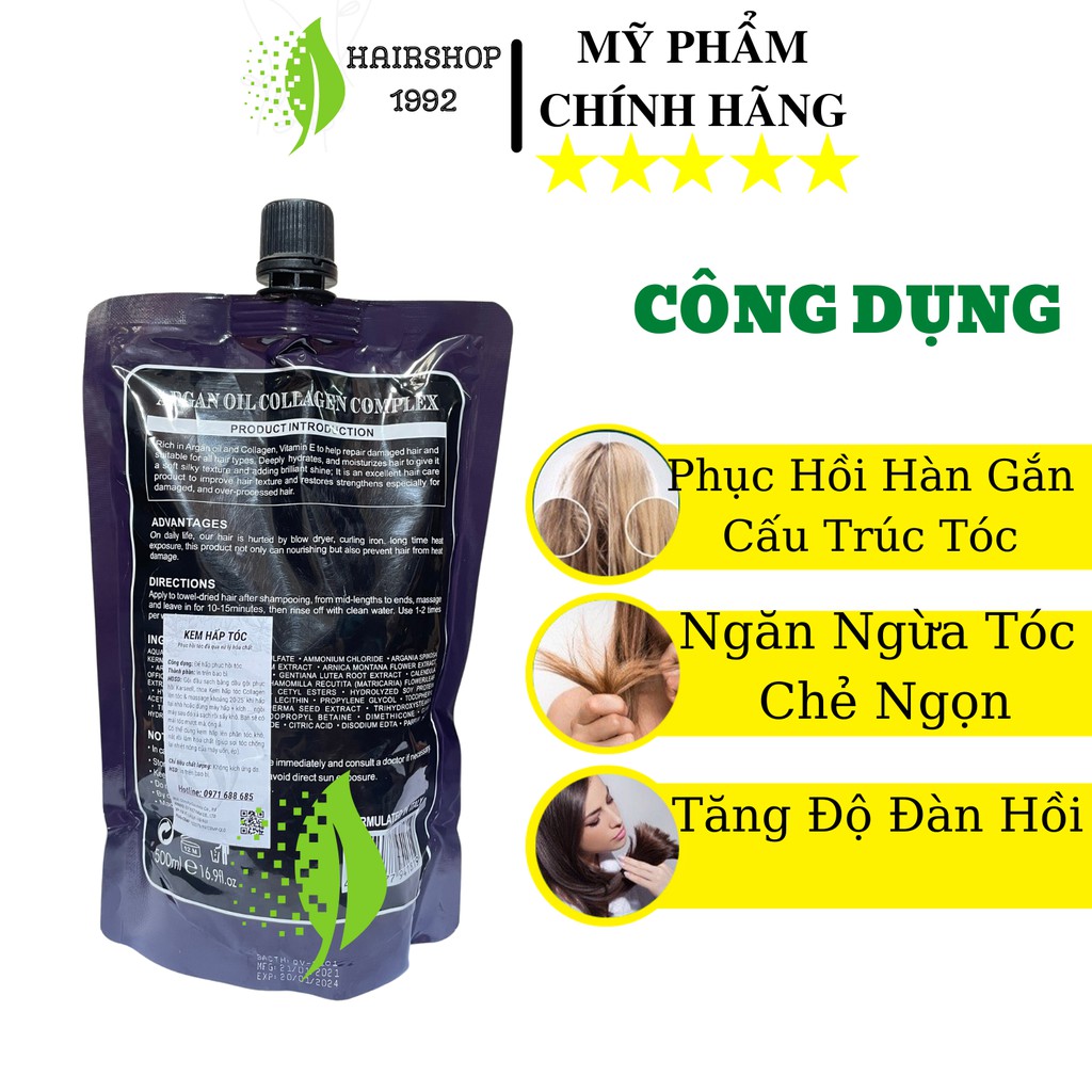 Kem Ủ Tóc Hấp Tóc Colagen Berdywins Phục Hồi Tóc Khô Xơ Hư Tổn | Ủ Tóc Siêu Mượt 500ml Chính Hãng