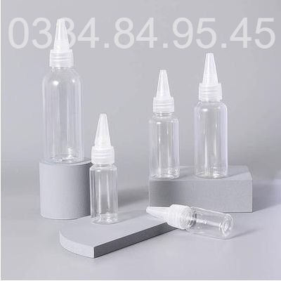 [50 - 100] Chai nhựa pet nắp nhọn 5ml 10ml 15ml 20ml 30ml 50ml 100ml - Lọ chiết mỹ phẩm, chiết mực du lịch