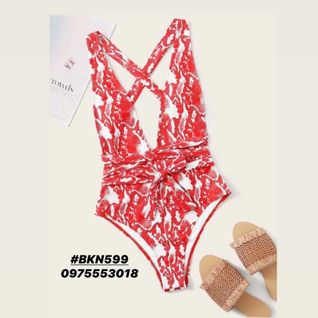 [BKN599] &lt;ÂU&gt; BODYSUIT DA RẮN ĐỎ CAM SEXY