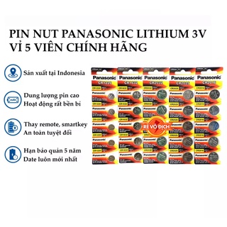 Vỉ 5 viên pin cmos panasonic 3v cr-2032