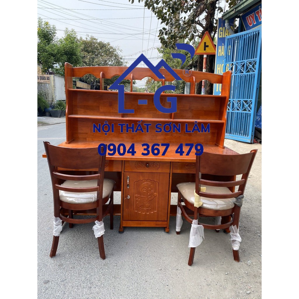 Bàn học sinh đôi - bàn học sinh gỗ thông tư nhiên đôi giá rẻ