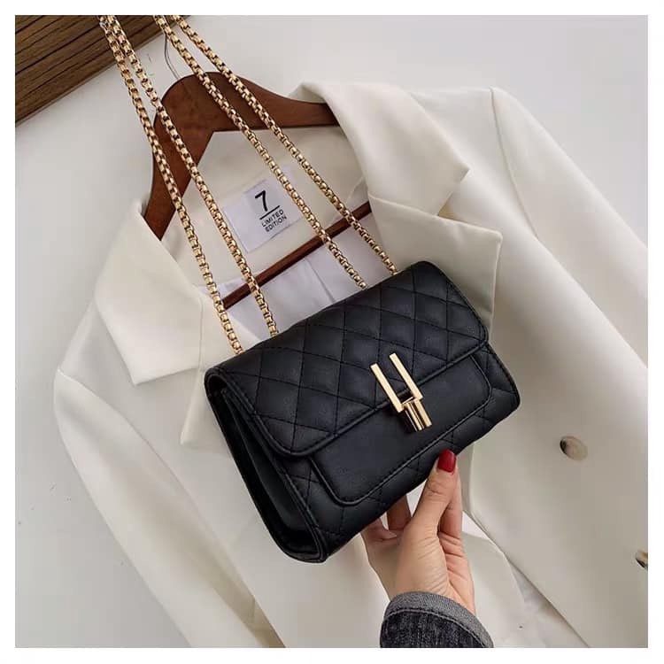 Túi đeo chéo nữ công sở đeo vai có dây xích và khóa Y, Hà túi HT30