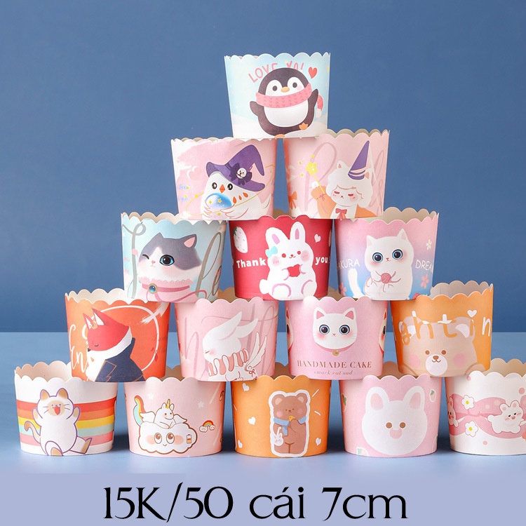 50 cốc giấy to đường kính 7cm nướng bánh