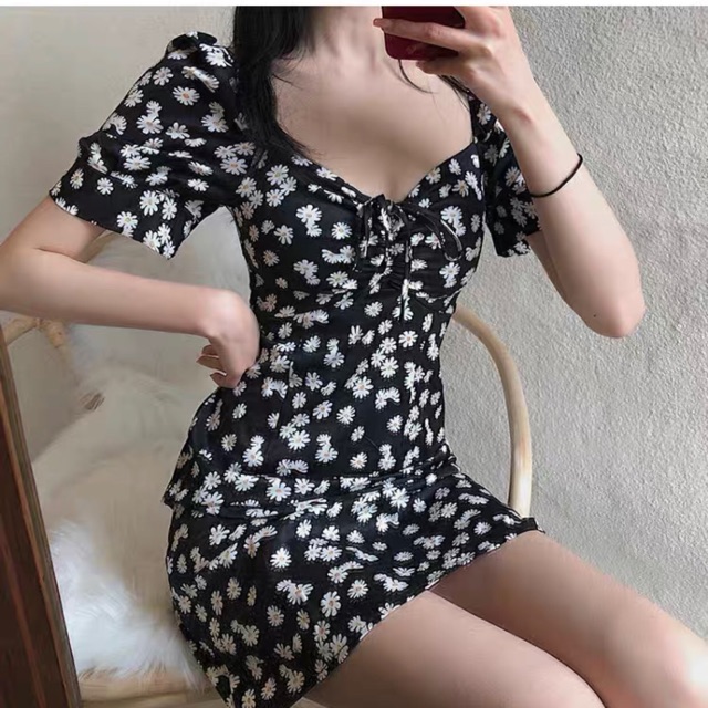 Đầm daisy rúm ngực ( (hàng như hình, không giống cho trả, shop bù tiền ship, đừng kêu chụp xem chơi rồi im re)