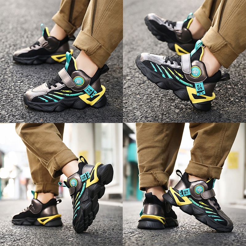 Giày thể thao đế dày phối lưới thoáng khí thời trang mùa thu 2021 cho bé trai