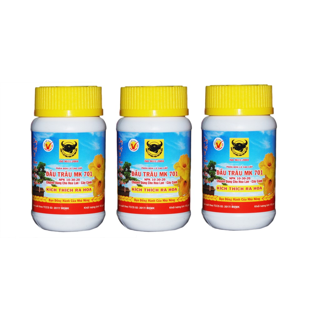 Hộp 3 lọ phân bón lá Đầu Trâu kích thích ra hoa đậu trái 701