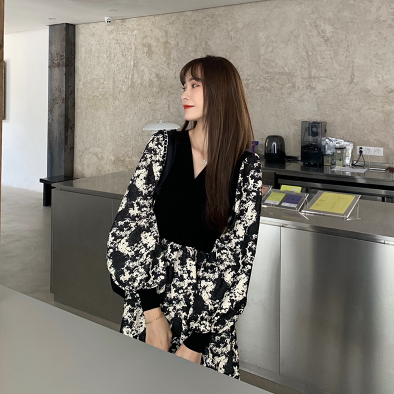 Đầm Hoa Eo Cao Phong Cách Retro Hàn Quốc Mới Cho Nữ