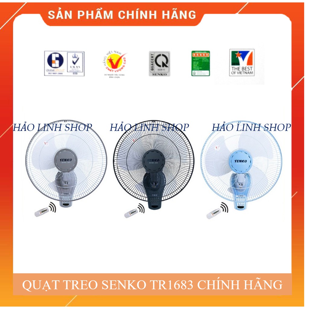 Quạt Treo Tường Điều Khiển Từ Xa SENKO TR1683, Quạt Khỏe có 3 chế độ làm mát, Thiết Kế Trẻ Trung, Bảo Hành 24 Tháng