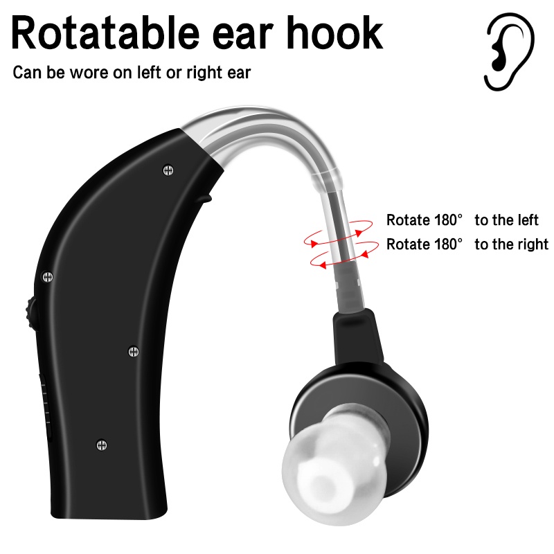 Máy trợ thính USB có thể sạc lại phía sau Bộ khuếch đại âm thanh có thể điều chỉnh âm lượng Máy trợ thính