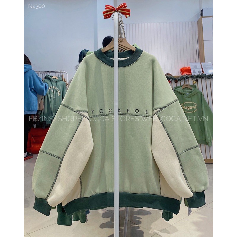 [N2300]🥑 Áo SWEATER nỉ pha thêu chỉ nổi STOCKHOLM (Có sẵn/ảnh thật)