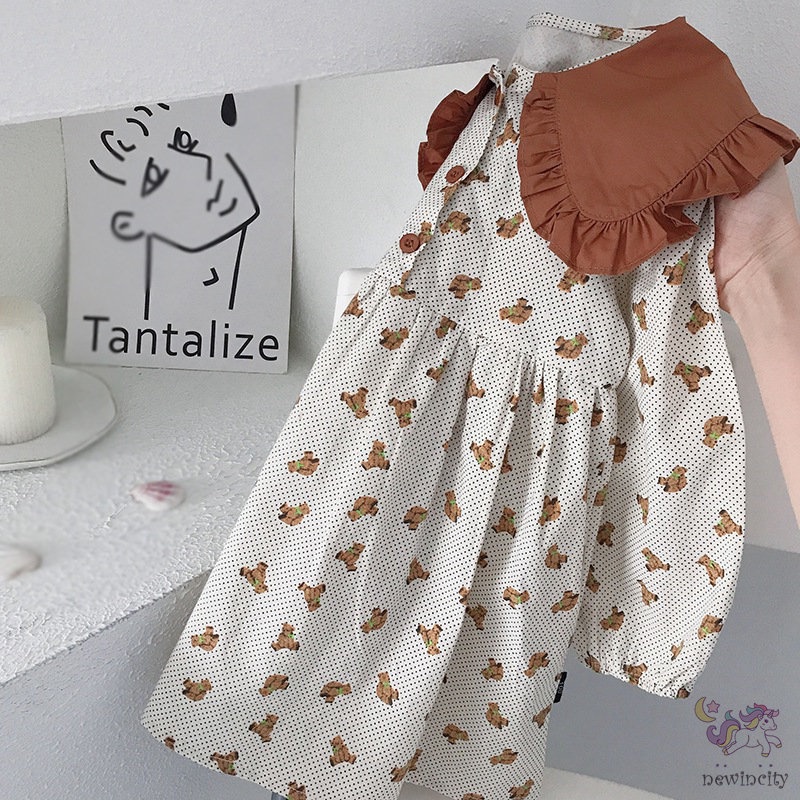 Đầm Dài Tay In Hoa Cho Bé Gái