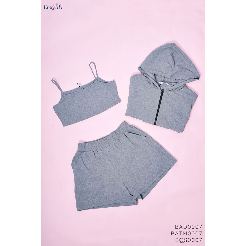 Bộ thể thao nữ 3 món áo dây, quần sooc, áo khoác ngắn tay Emspo BATM0007