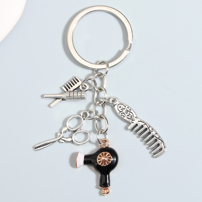 Móc khóa hình lược / kéo cắt tóc / máy sấy tóc