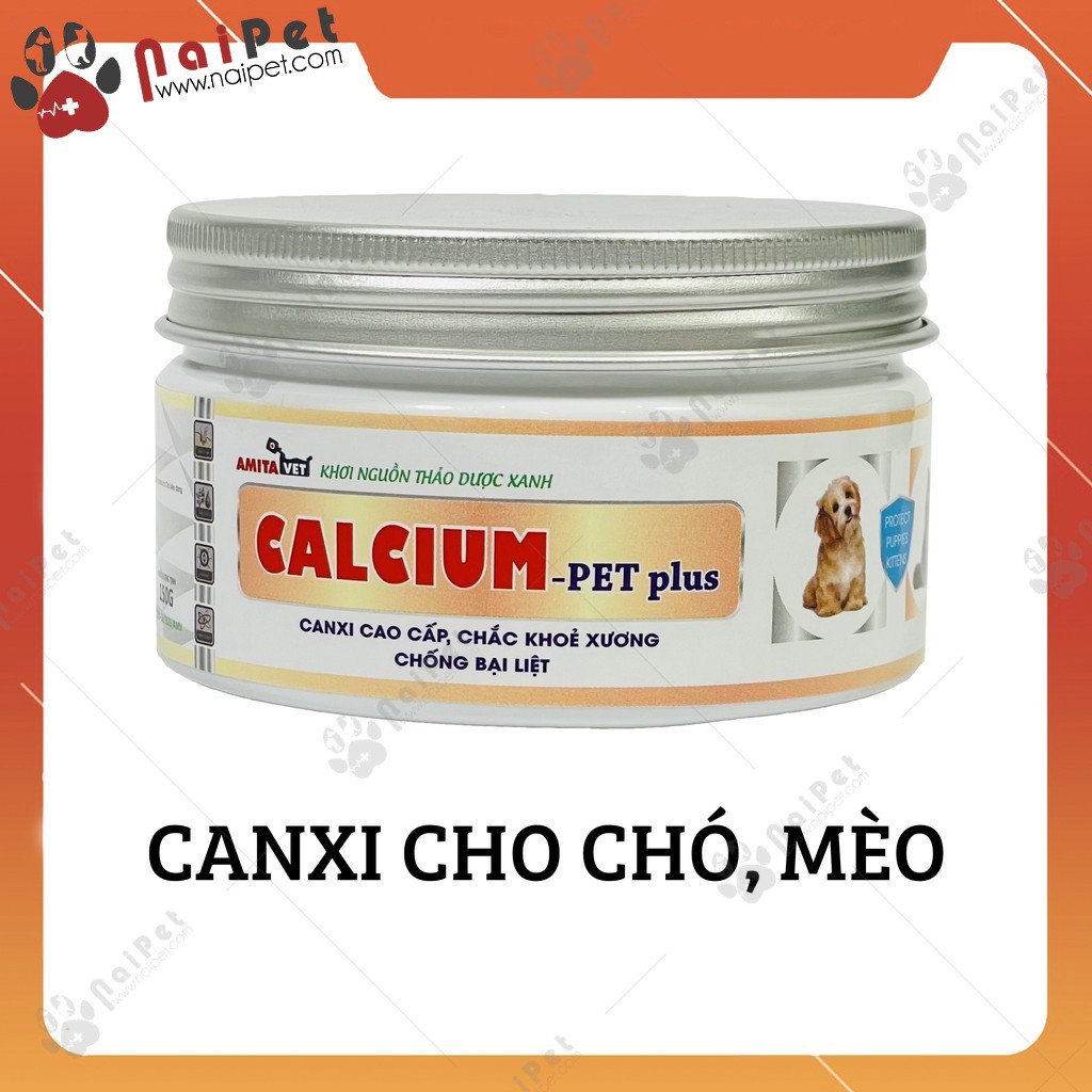 Bột Bổ Sung Canxi Chống Bại Liệt Cho Chó Mèo Calcium Pet Plus Amitavet 150g