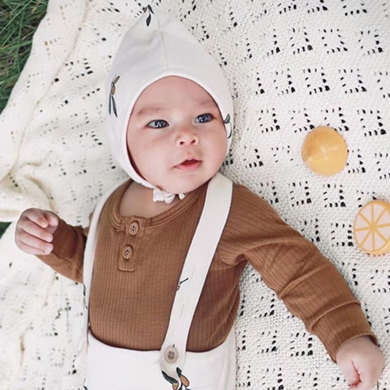 Mũ bonnet em bé mềm mại bảo vệ tai chống gió họa tiết đáng yêu