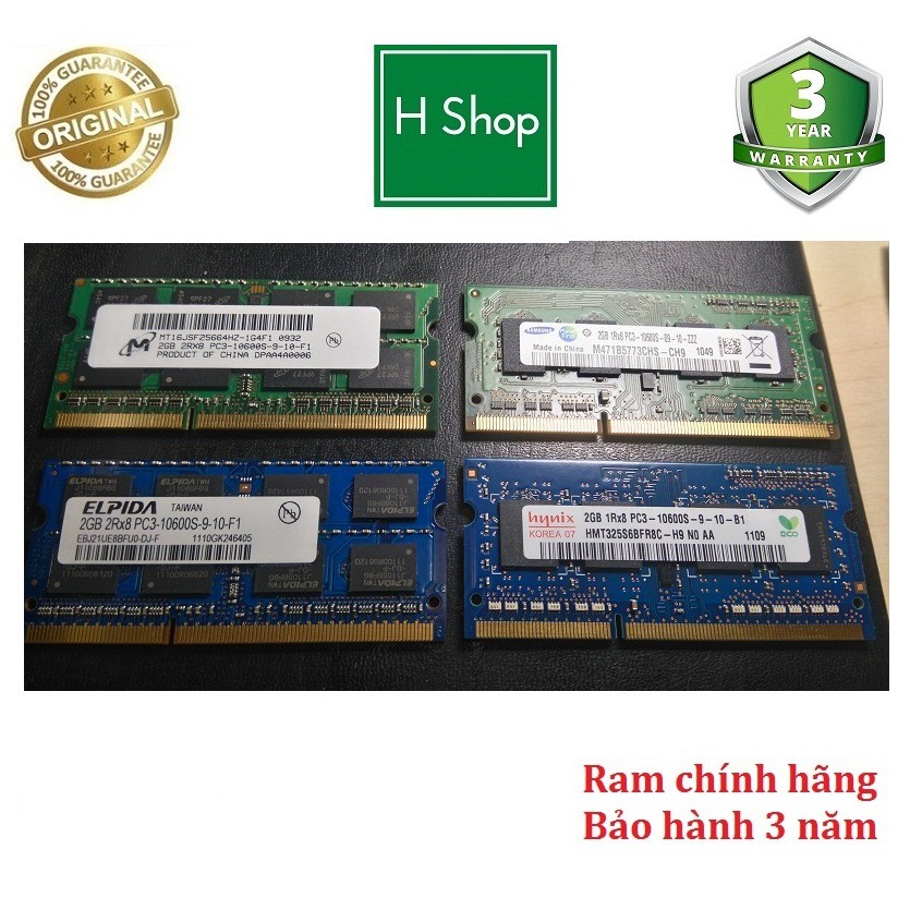 Ram Laptop PC3 (DDR3) 2G bus 1333 tháo máy chính hãng, bảo hành 3 năm