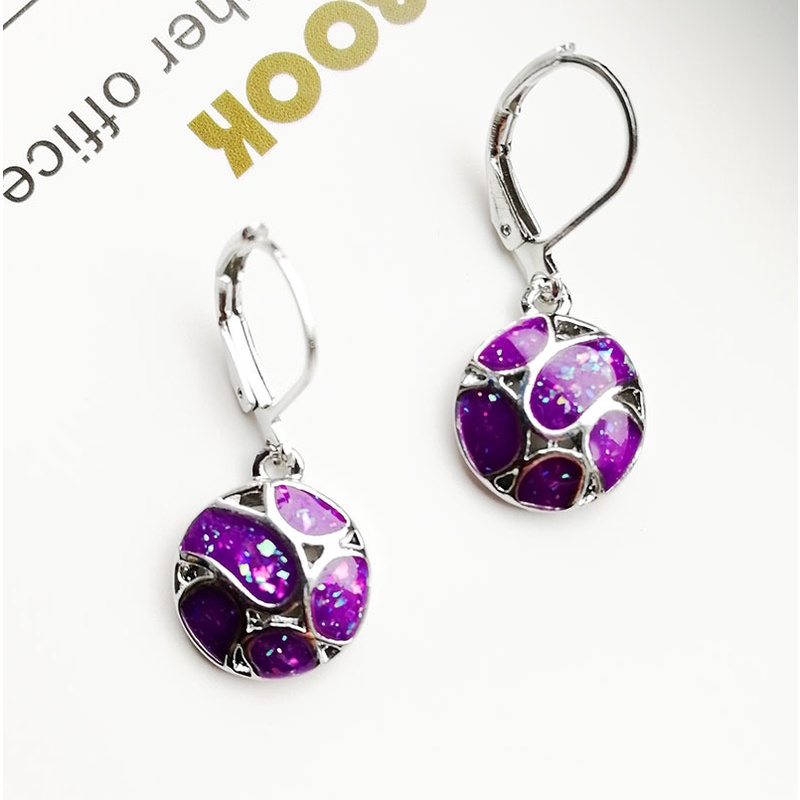 Bông Tai Mạ Bạc 925 Hình Giọt Nước Đính Đá Opal Lửa Tinh Tế Cho Nữ