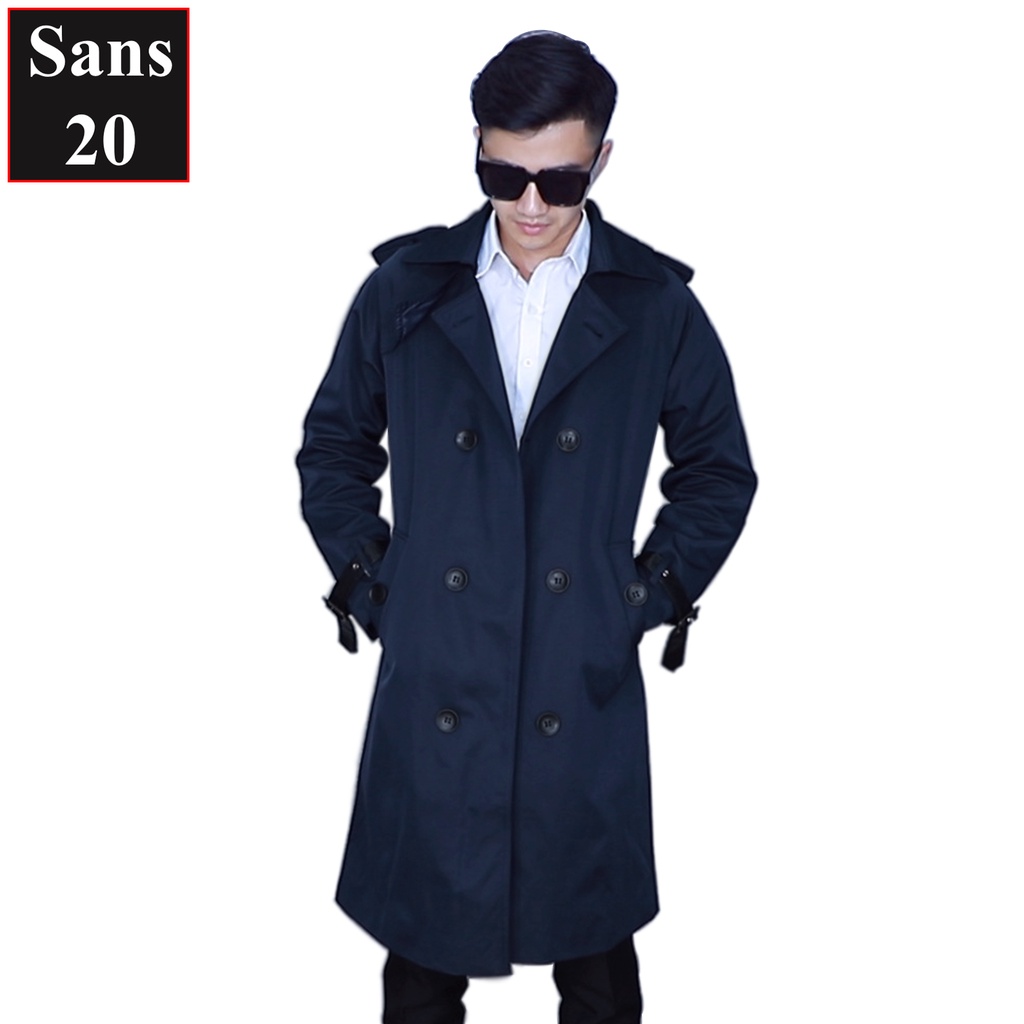 Áo khoác kaki nam dáng dài Sans20 măng tô cao cấp khaki kèm đai mangto hàn quốc trench coat men bigsize 80KG 2XL 3XL 4XL