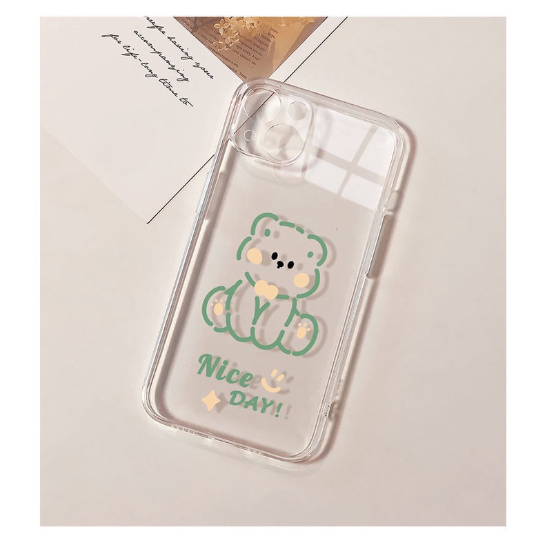 Ốp Điện Thoại Tpu Mềm Trong Suốt In Hình Gấu Dễ Thương Cho iPhone 11 12 13 pro max XS X XR XSMax 7 8 6 6s plus SE 2020