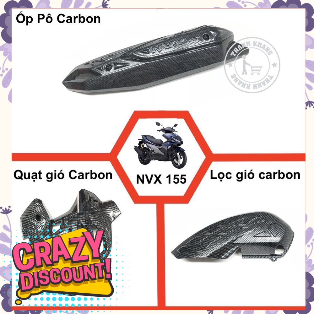 Combo che pô, lọc gió và quạt gió carbon NVX 155 nhựa xi đặc biệt thanh khang 006001212 006001213 006001214